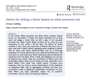 Advice for writing a thesis (based on what examiners do)